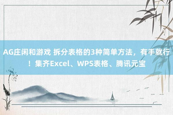 AG庄闲和游戏 拆分表格的3种简单方法，有手就行！集齐Excel、WPS表格、腾讯元宝