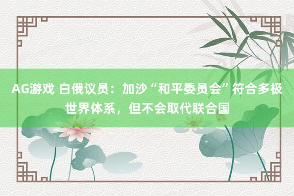 AG游戏 白俄议员:加沙“和平委员会”符合多极世界体系,但不会取代联合国